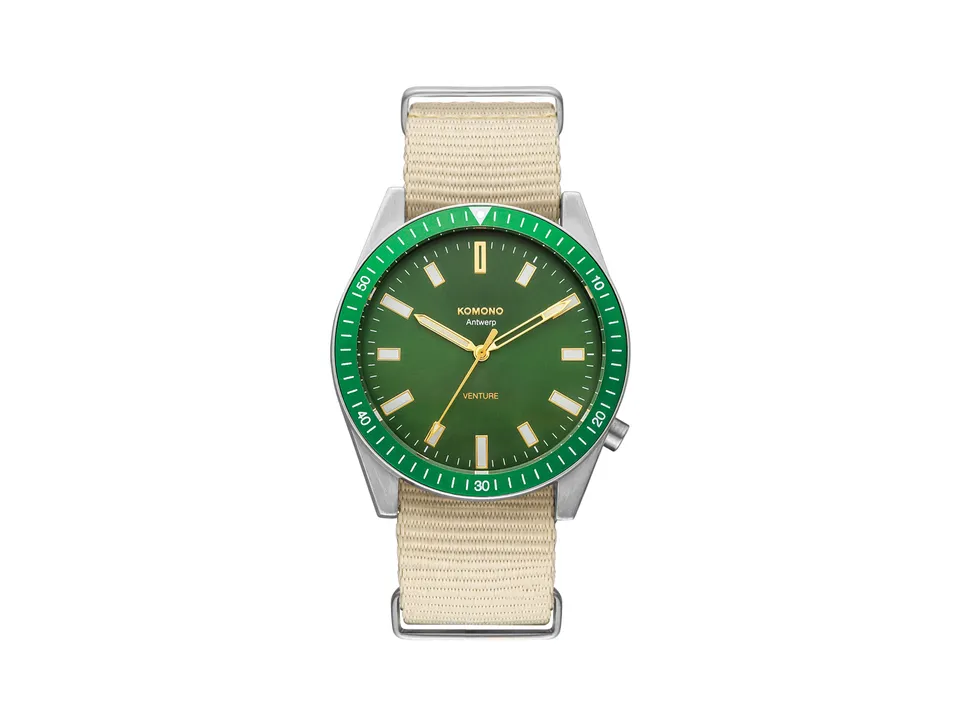 komono-ray-venture-nato-silver-green-montre-de-plong-e-moderne image 1