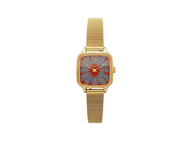komono-kate-flower-royale-gold-maroon-blue-montre-quartz-japonais-cadran-motif-g image 1