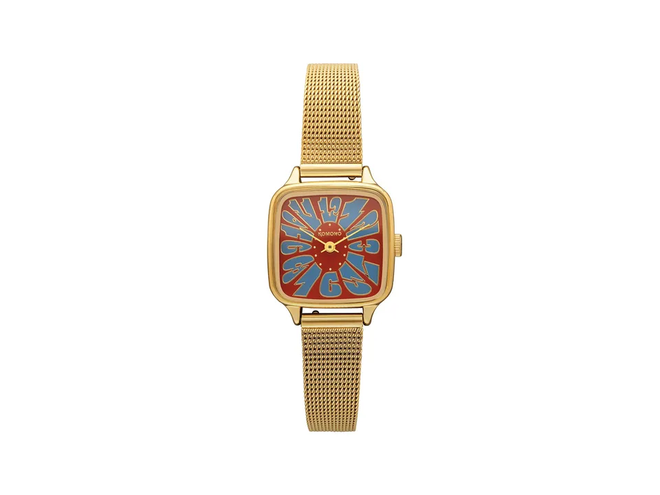 komono-kate-flower-royale-gold-maroon-blue-montre-quartz-japonais-cadran-motif-g image 1