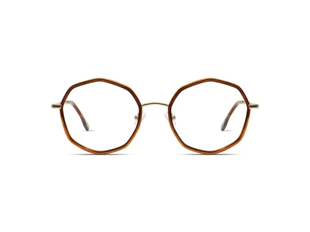 komono-sofia-bourbon-white-gold-matte-lunettes-de-vue-octogonales-bicolores-en-a image 1