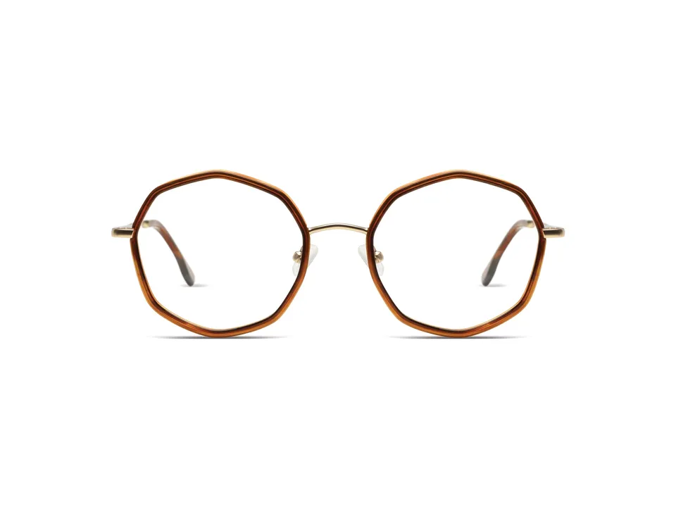 komono-sofia-bourbon-white-gold-matte-lunettes-de-vue-octogonales-bicolores-en-a image 1