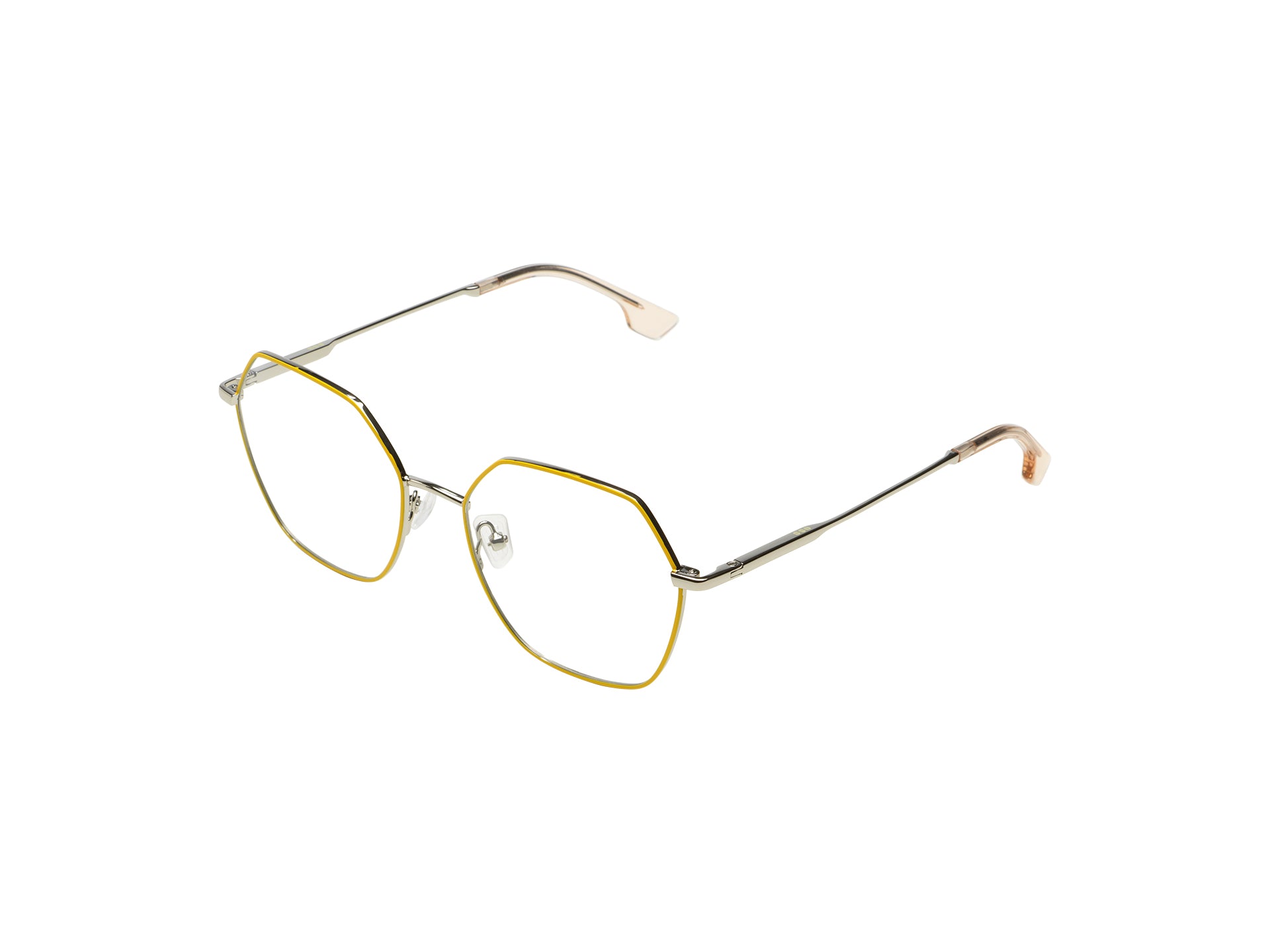 komono-nora-lemon-silver-glossy-lunettes-hexagonales-acier-inoxydable-jaune image 2
