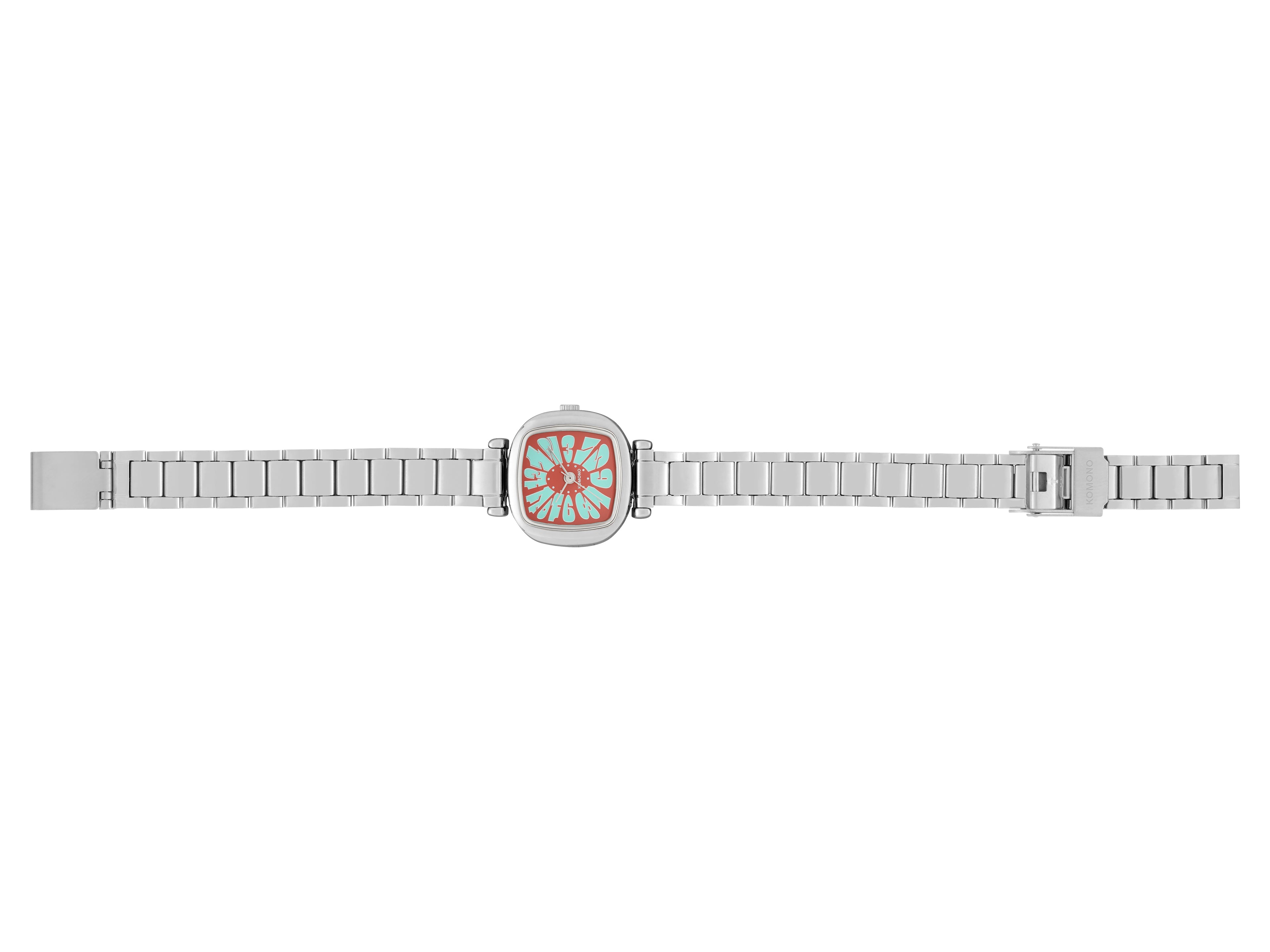 komono-moneypenny-flower-tire-teal-red-montre-xs-acier-inoxydable-bracelet-tire- image 2