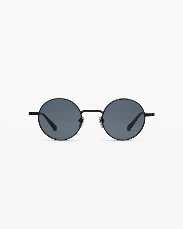 jimmy-fairly-la-reos-lunettes-de-soleil-rondes-en-acier-inoxydable-noires-verres image 1