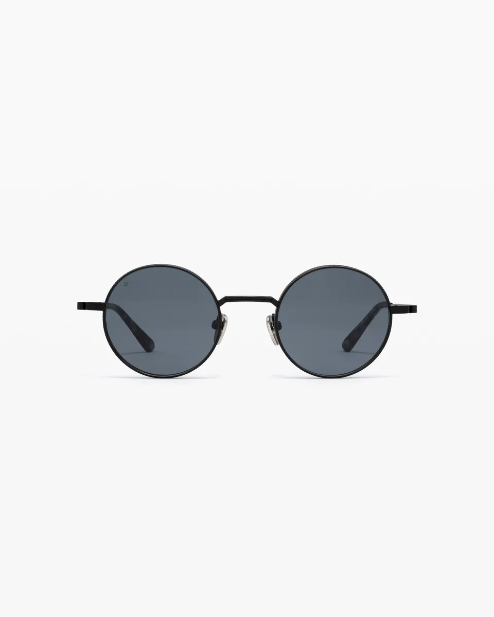 jimmy-fairly-la-reos-lunettes-de-soleil-rondes-en-acier-inoxydable-noires-verres image 1
