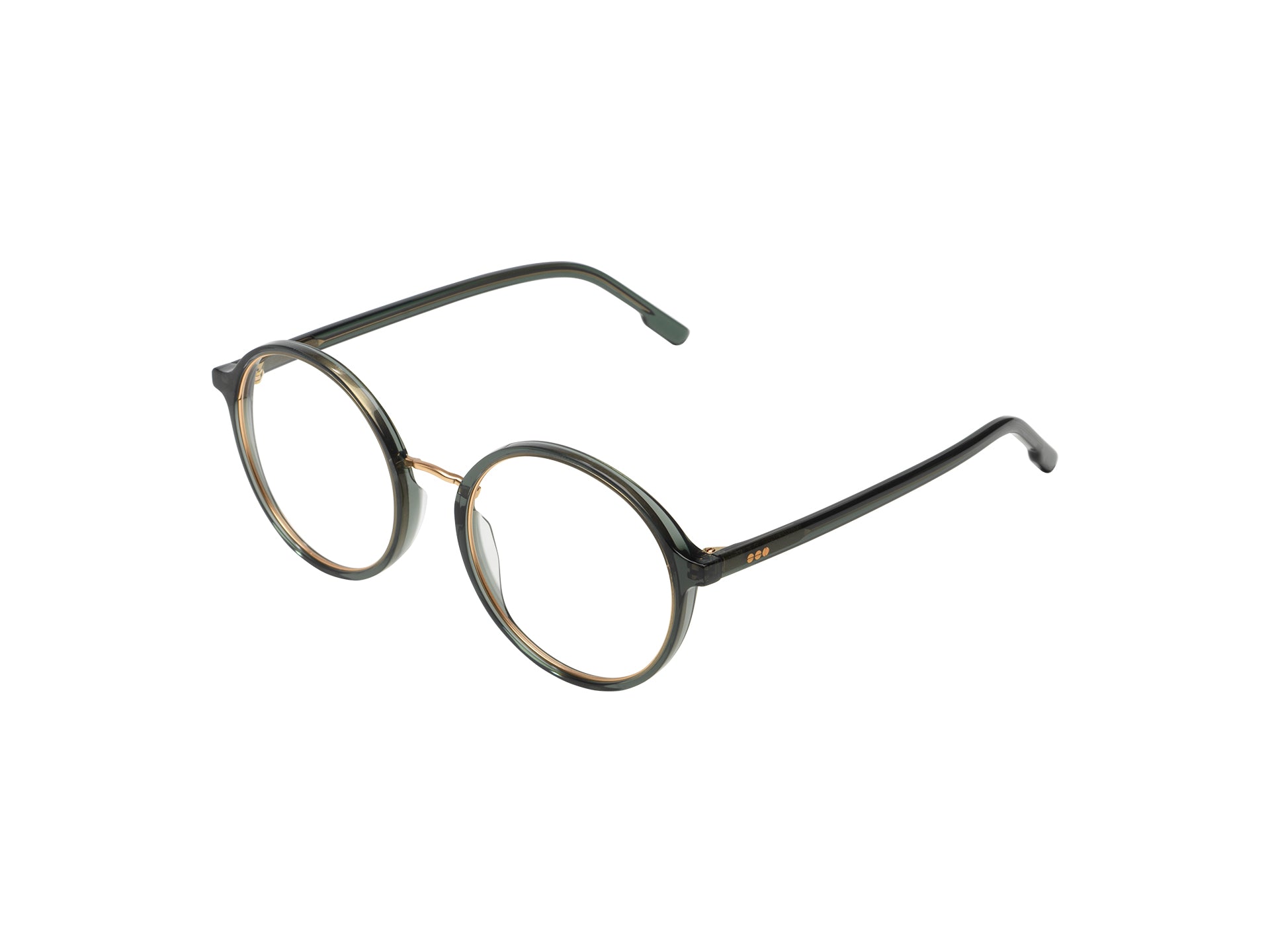 komono-alvie-emerald-rose-gold-matte-lunettes-de-vue-rondes-mixte-acier-ac-tate image 2