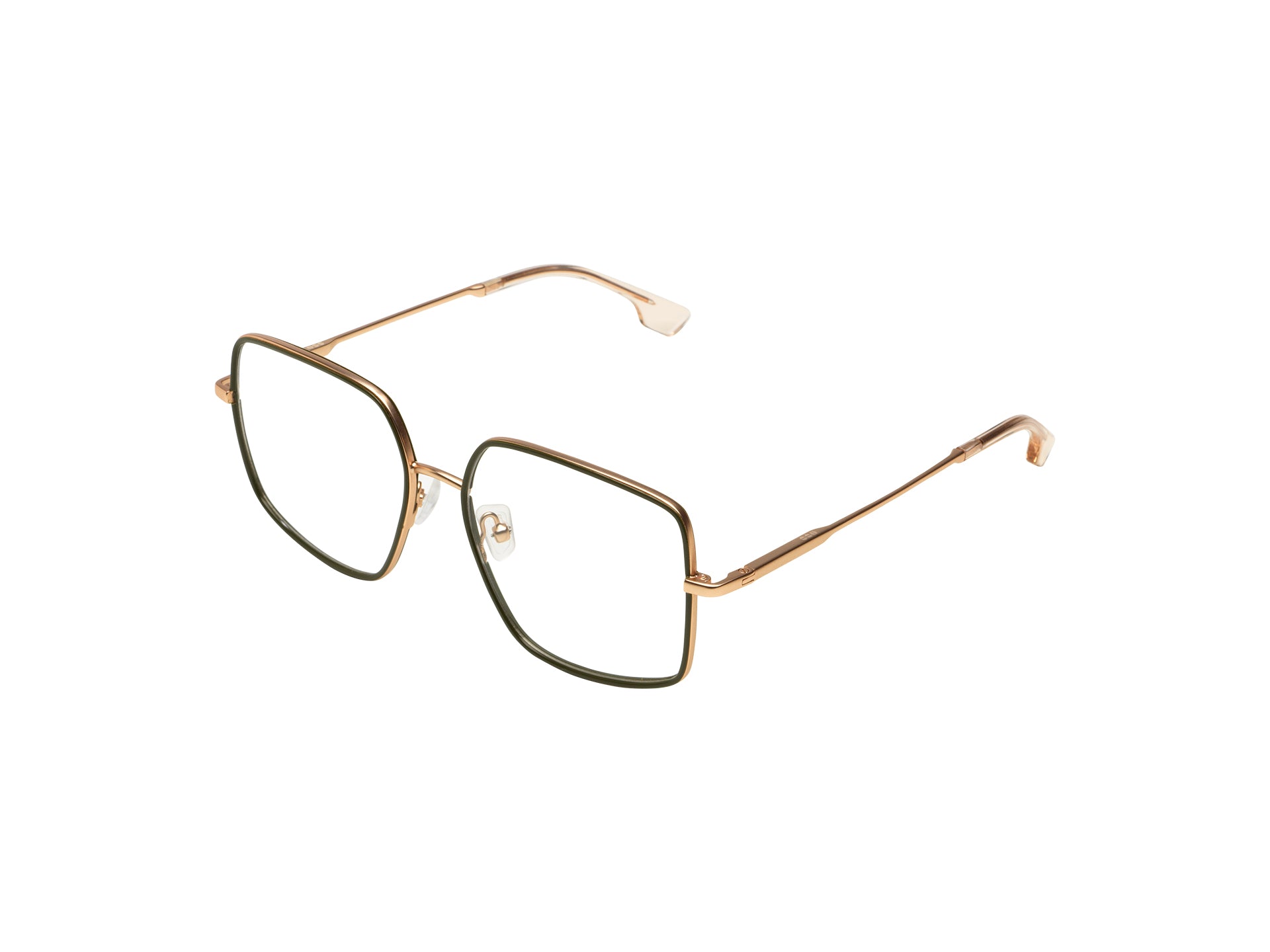 komono-amelia-kaki-rose-gold-matte-lunettes-de-vue-oversize-acier-inoxydable image 2