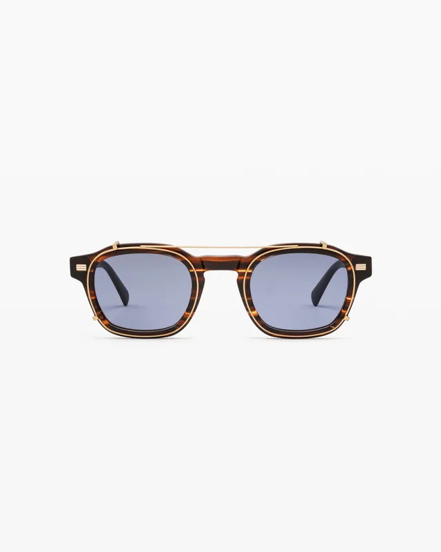 jimmy-fairly-la-rise-lunettes-de-soleil-carr-es-en-titane-et-ac-tate-marron-pour image 1