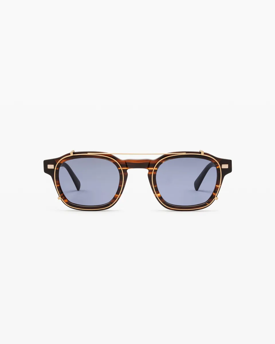jimmy-fairly-la-rise-lunettes-de-soleil-carr-es-en-titane-et-ac-tate-marron-pour image 1