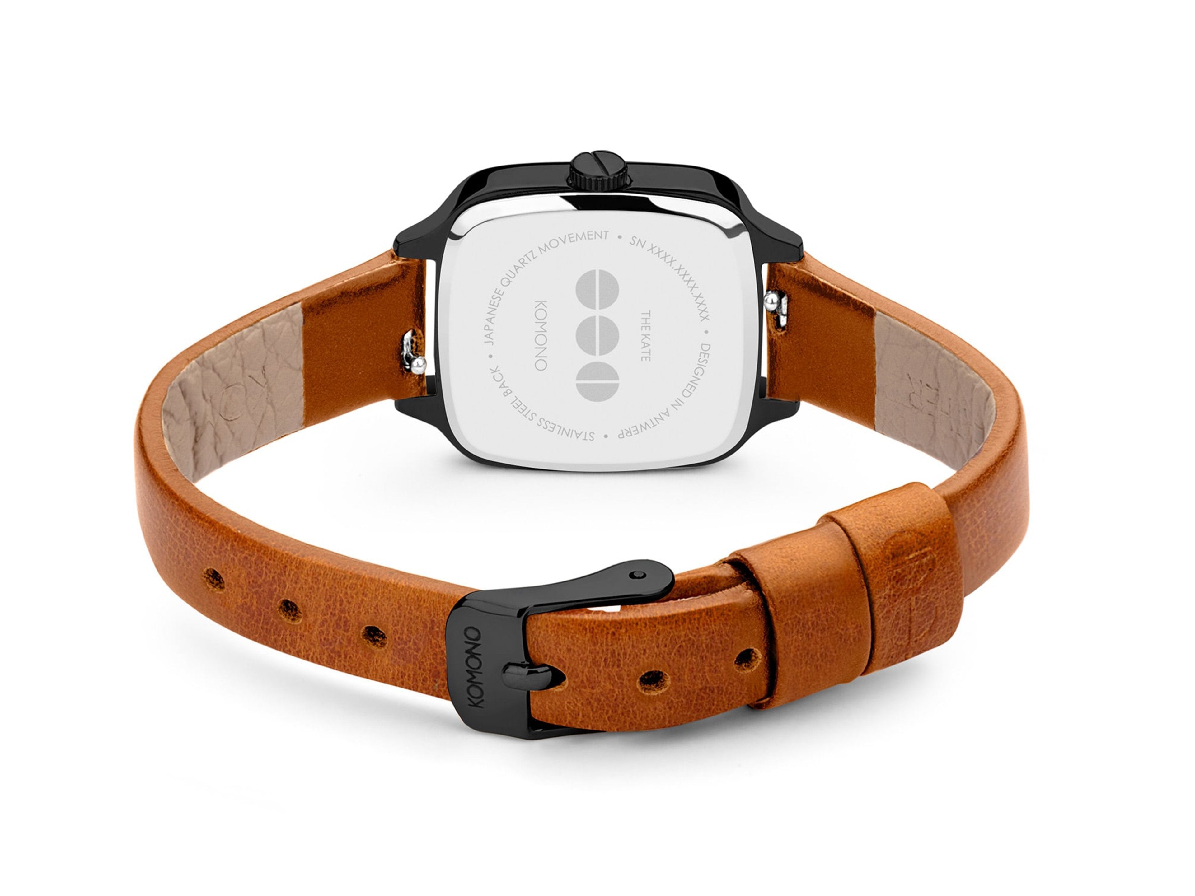 komono-kate-black-cognac-montre-architecturale-pour-femme-bracelet-noir-et-cogna image 3