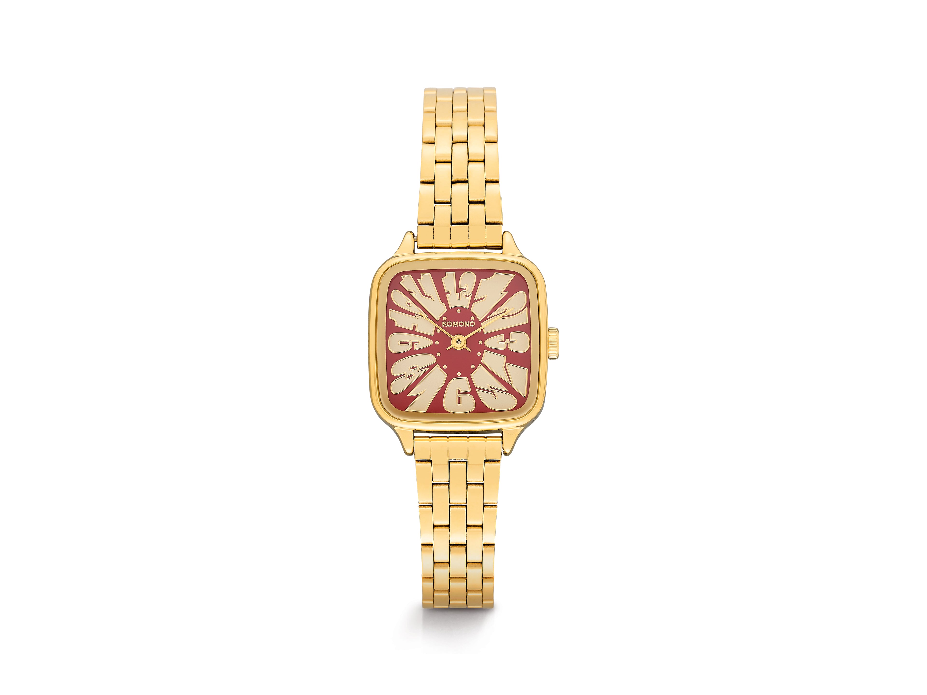 komono-kate-estate-flower-gold-bordeaux-montre-femme-bracelet-acier-inoxydable-o image 1
