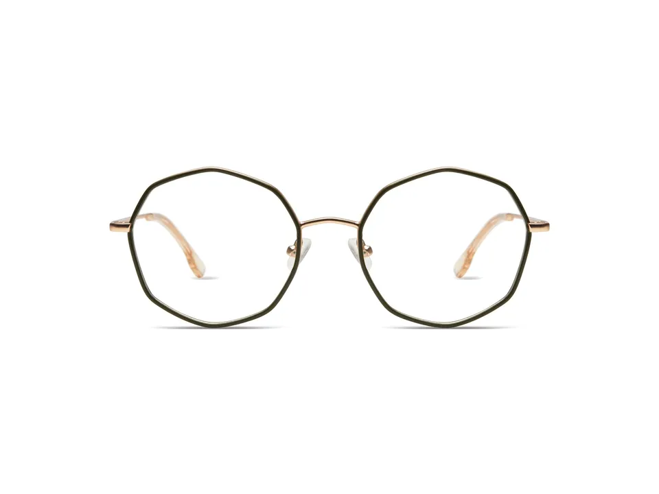 komono-sofia-kaki-rose-gold-matte-lunettes-de-vue-octogonales-acier image 1