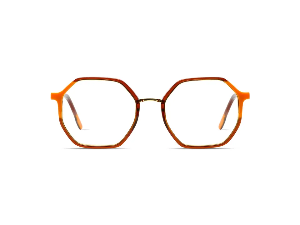 komono-idris-neon-orange-copper-white-gold-lunettes-de-vue-octogonales-oversize image 1