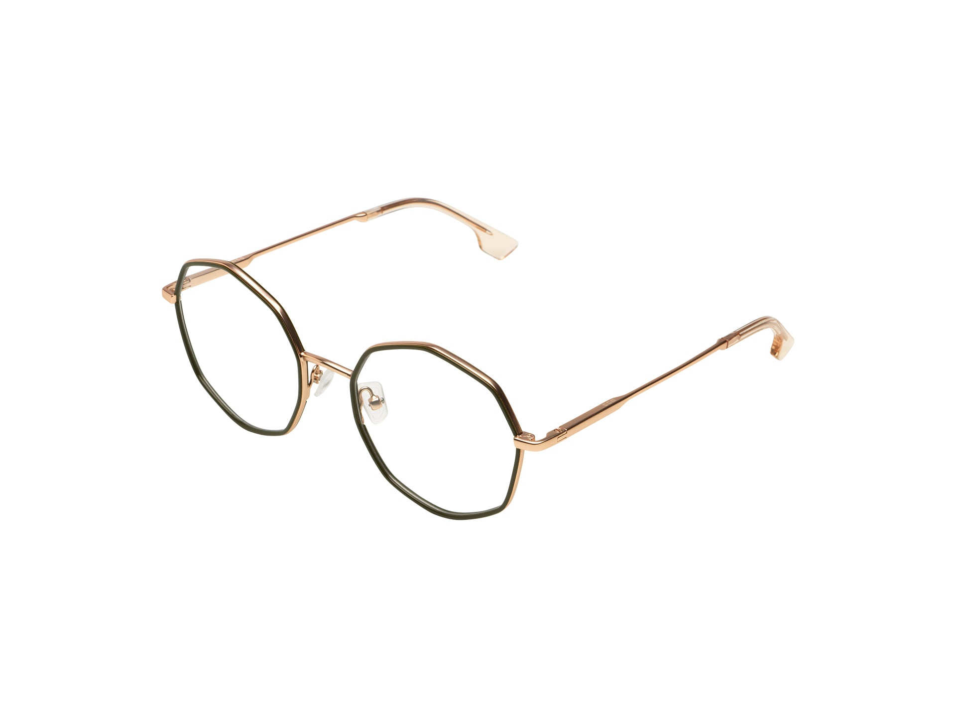 komono-sofia-kaki-rose-gold-matte-lunettes-de-vue-octogonales-acier image 2
