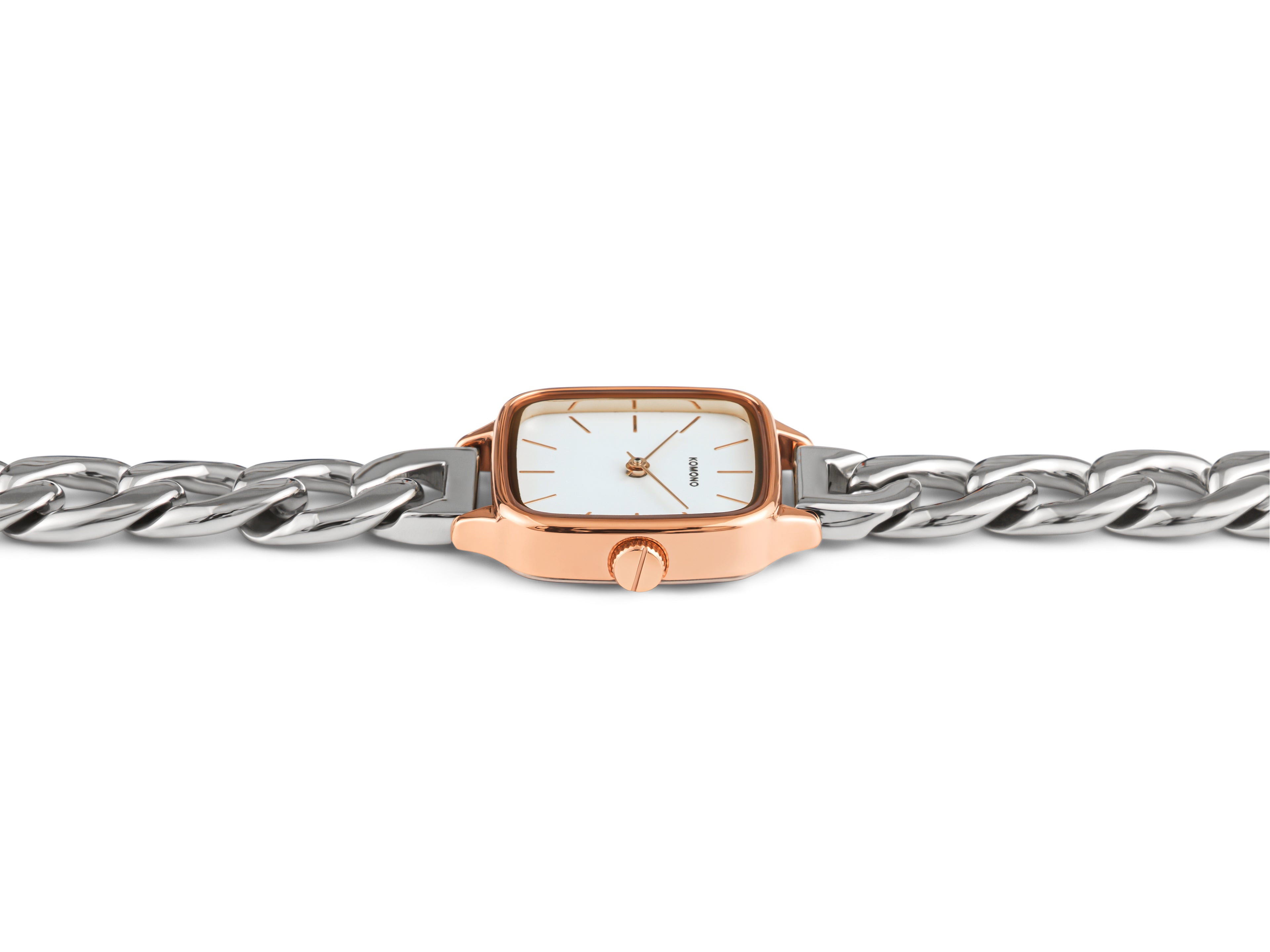 komono-kate-revolt-rose-gold-silver-mix-montre-femme-acier image 2