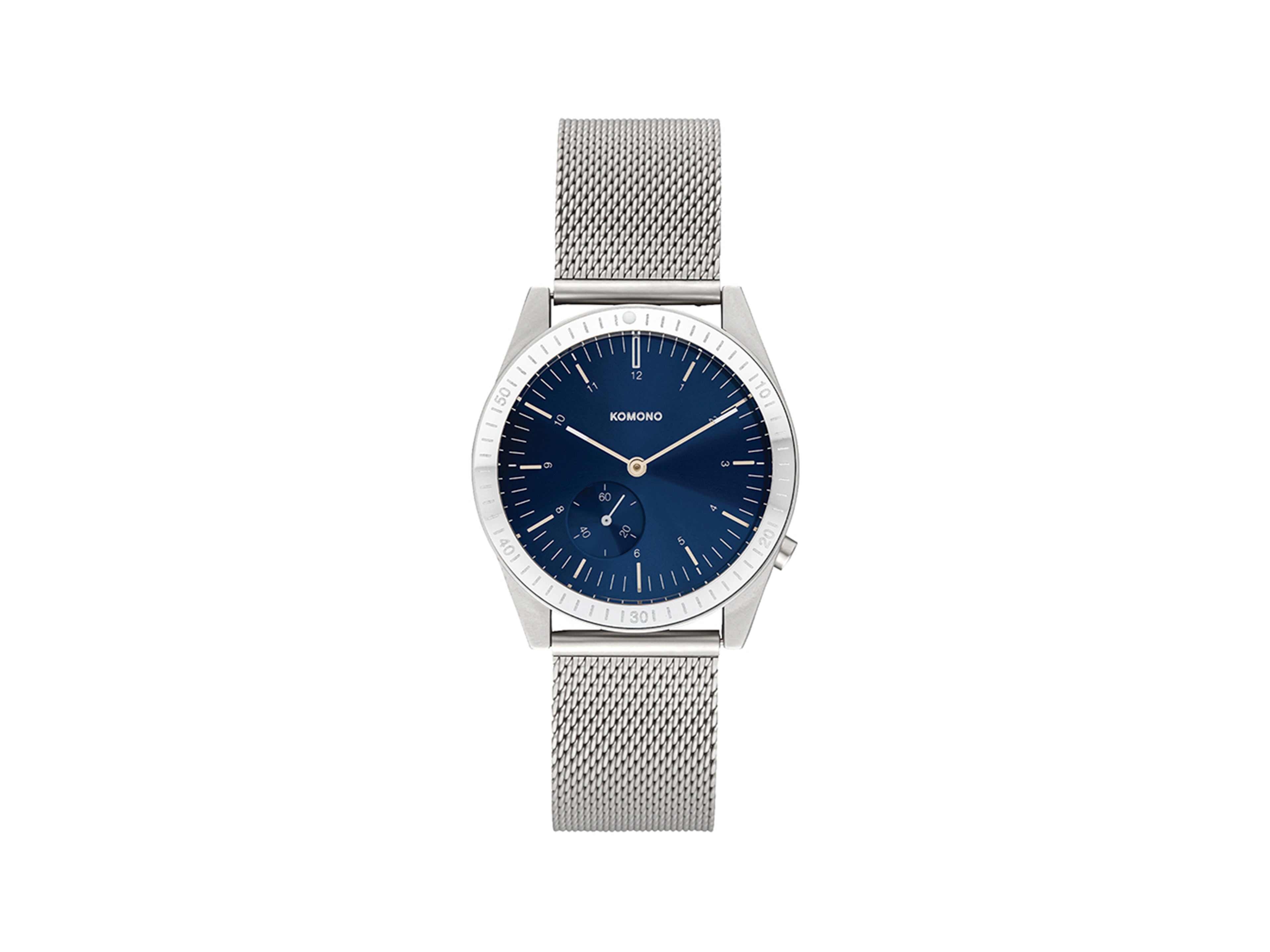 montre-komono-ray-legacy-mesh-silver-blue-plong-e-chrono image 1