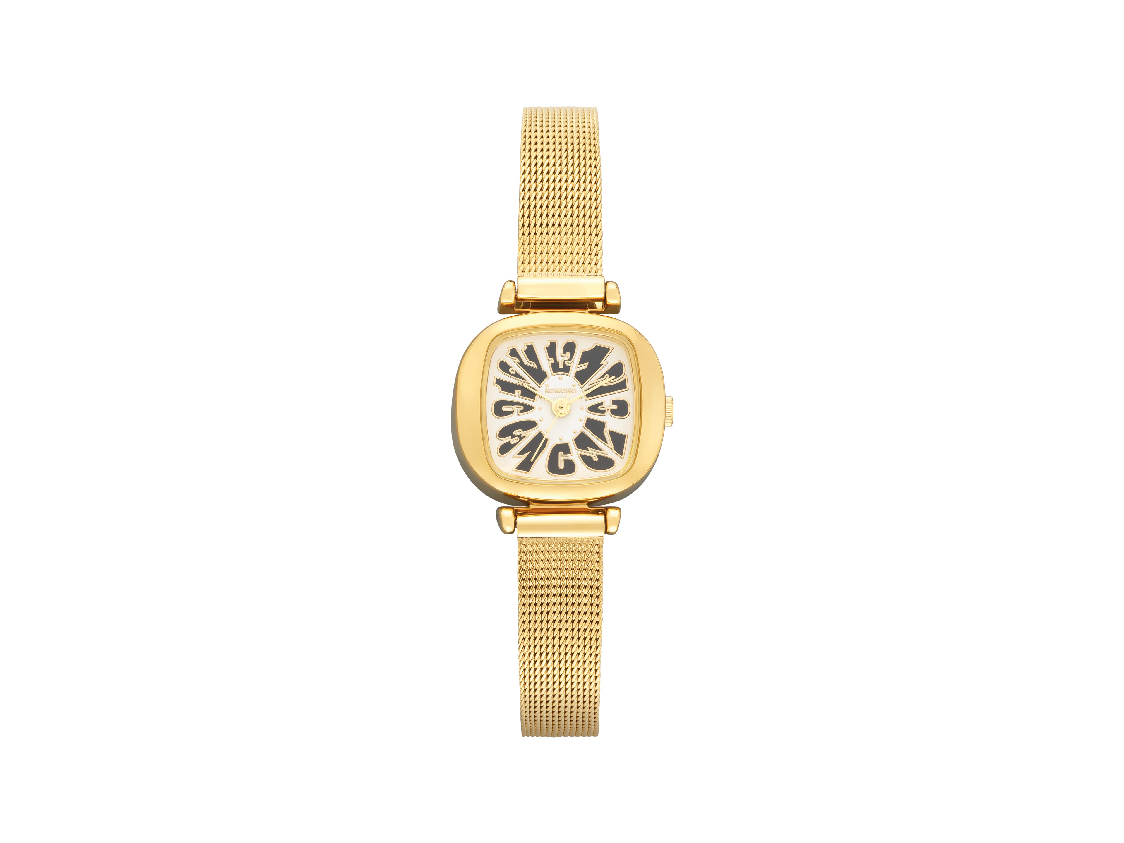 komono-moneypenny-flower-royale-gold-noir-montre-bracelet-minimaliste-dor-e-et-n image 1