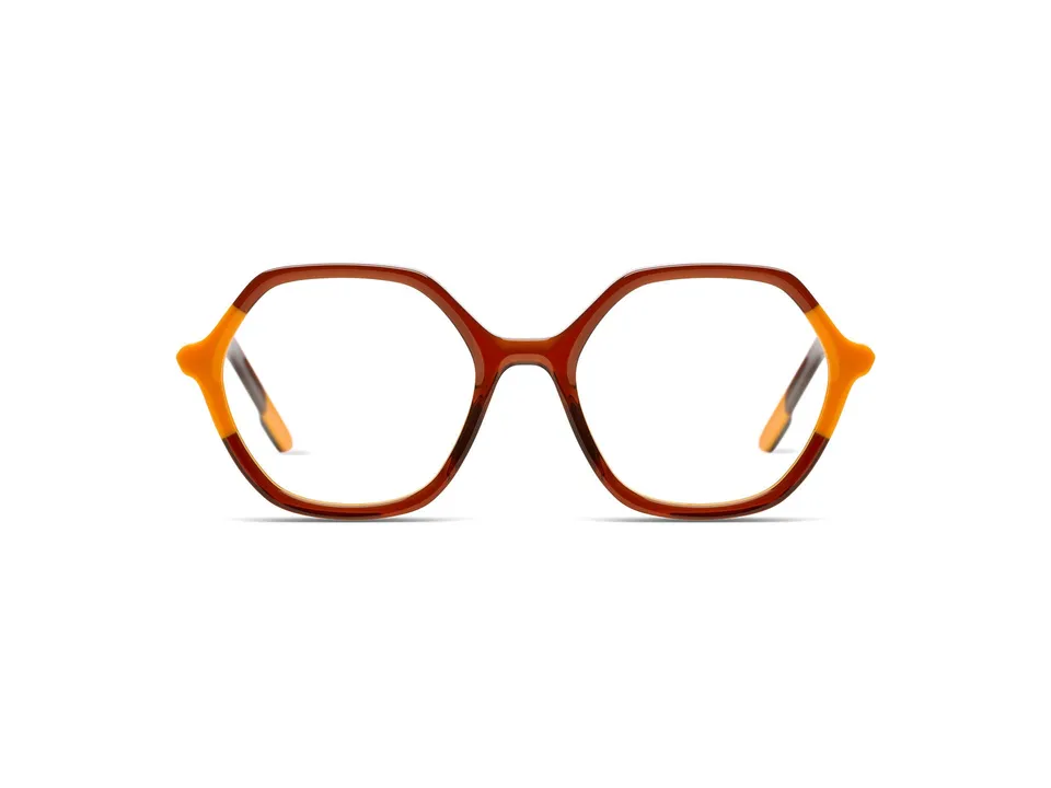 komono-lara-neon-orange-copper-lunettes-de-vue-hexagonales-de-la-collection-next image 1