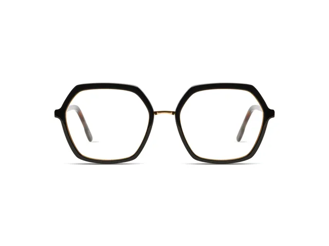 komono-paige-black-havana-whitegold-lunettes-de-vue-hexagonales-oversize image 1
