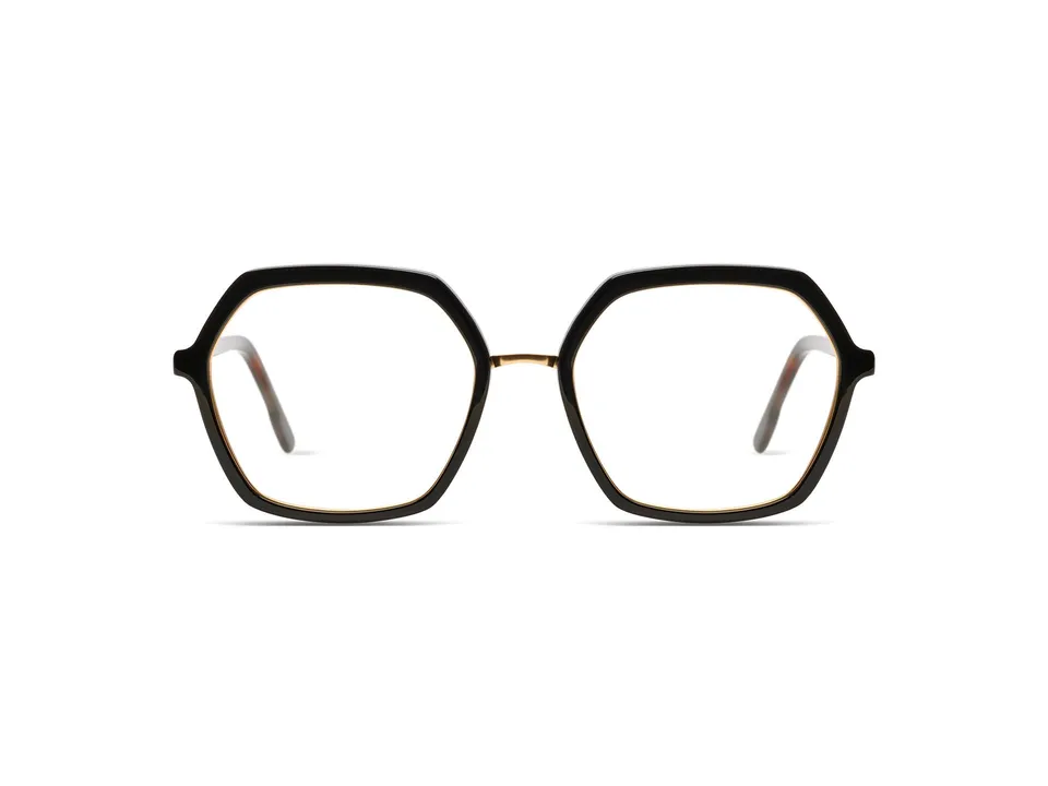 komono-paige-black-havana-whitegold-lunettes-de-vue-hexagonales-oversize image 1