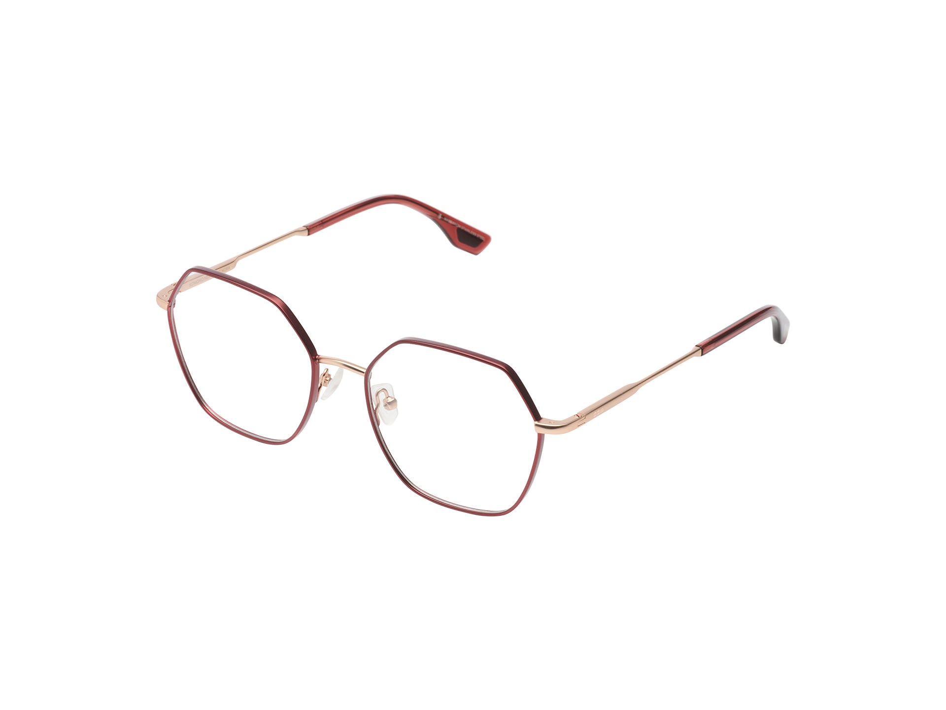 komono-nora-rose-gold-matte-maroon-lunettes-de-vue-hexagonales image 4