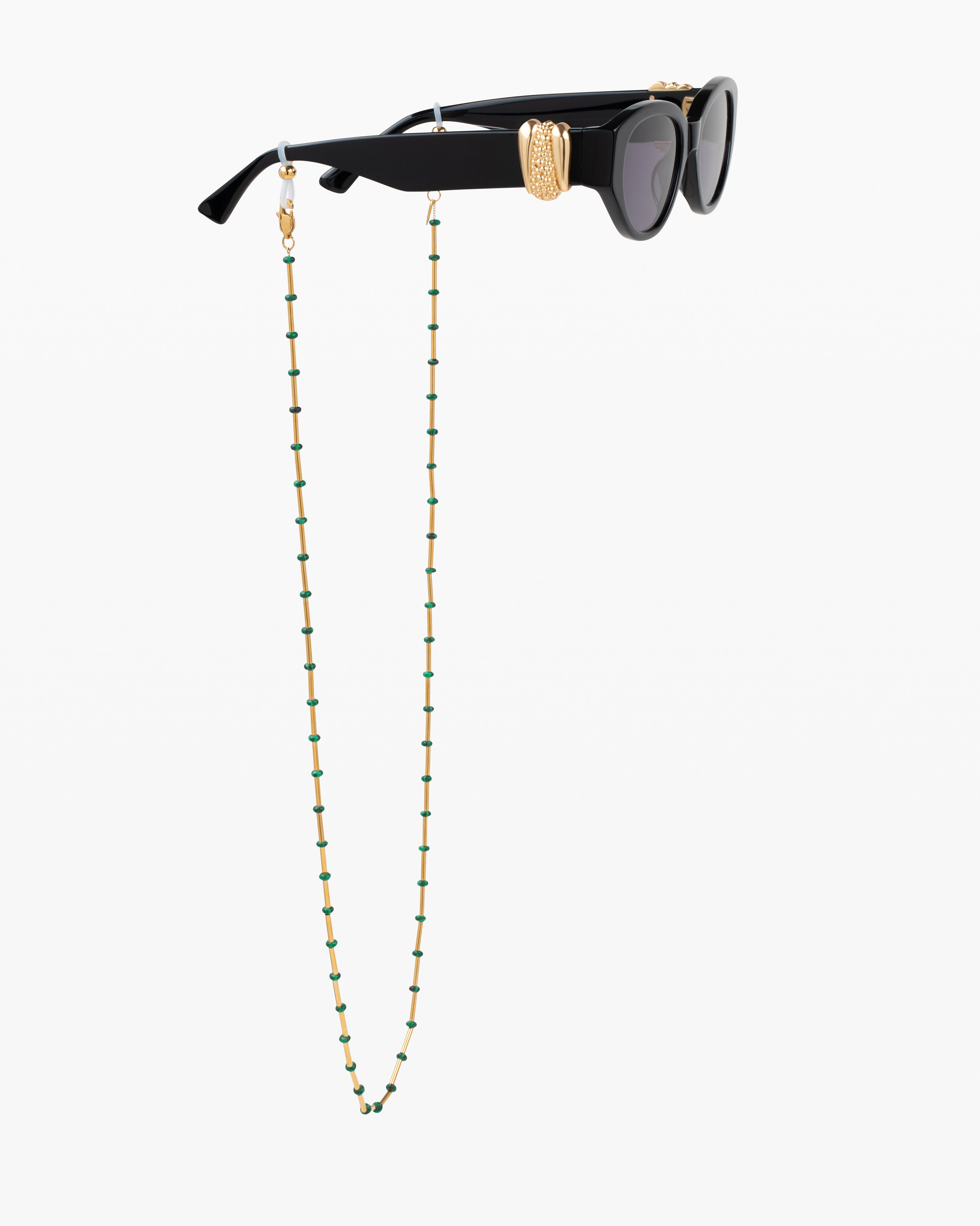 jimmy-fairly-cha-ne-lunettes-en-acier-inoxydable-plaqu-or-18-carats-malachite-67 image 2