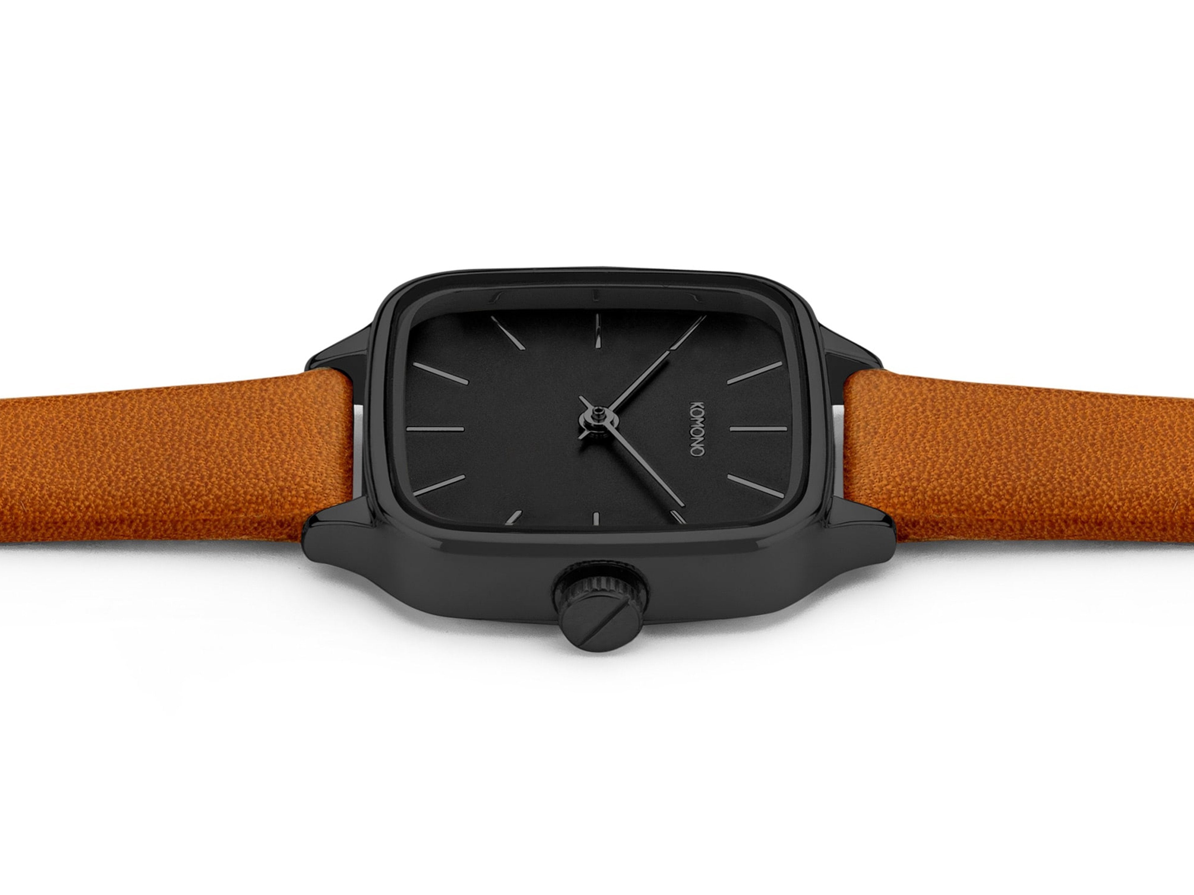 komono-kate-black-cognac-montre-architecturale-pour-femme-bracelet-noir-et-cogna image 2