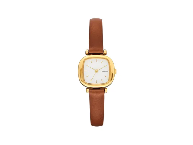 komono-moneypenny-gold-tan-montre-femme-minimaliste-dor-e-bracelet-tan image 1
