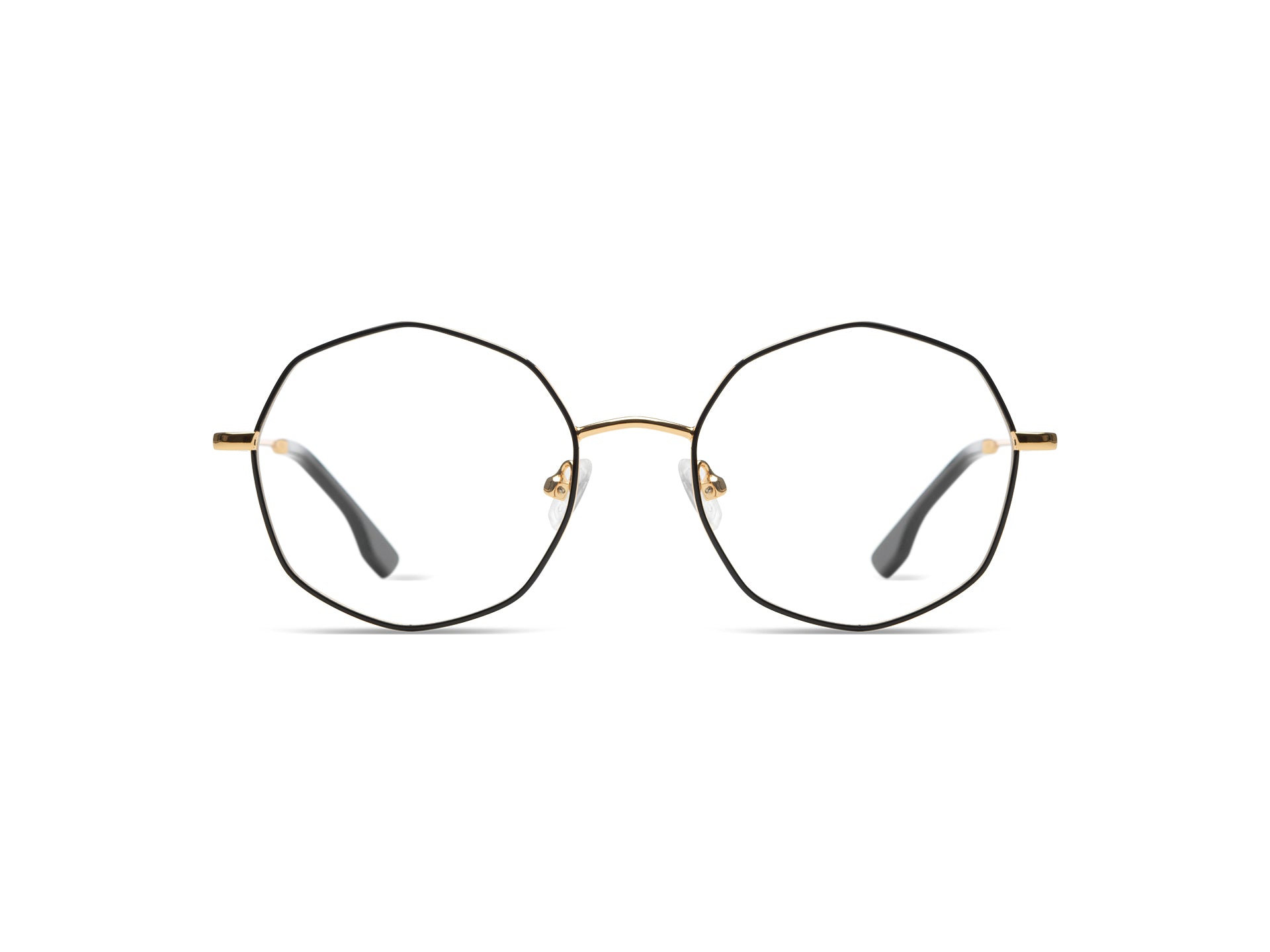 komono-sofia-slims-gold-black-lunettes-de-vue-octogonales-en-acier-inoxydable-do image 1