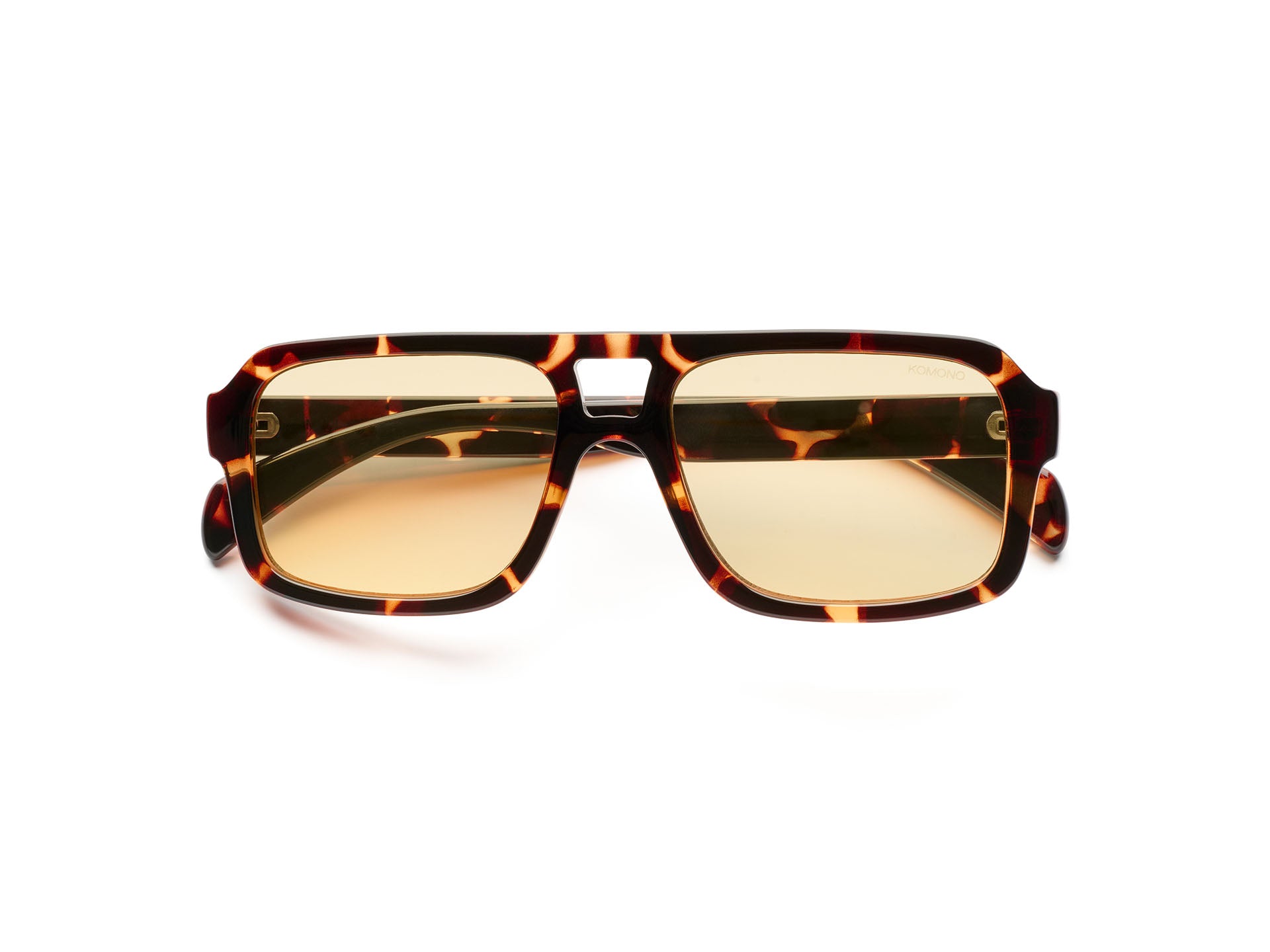 komono-falcon-havana-lemon-lunettes-de-soleil-aviateur-carr-es-bio-nylon-translu image 1